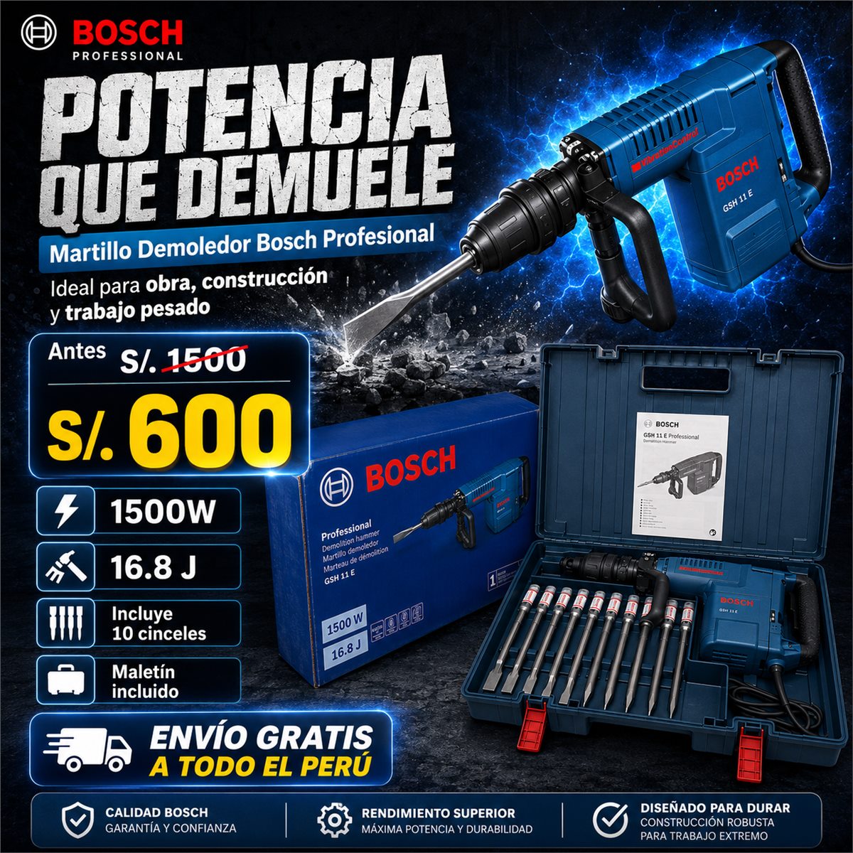 Martillo demoledor Bosch profesional